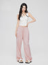 White & Pink Ice Silk Drooping Wide-leg Pants - CHINASQUAD