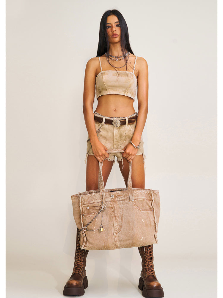 Compass Badge Patina Leather Flip Bag Medium Caramel Patina - CHINASQUAD