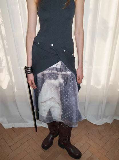 Layered Sheer Chiffon A-Line Midi Skirt