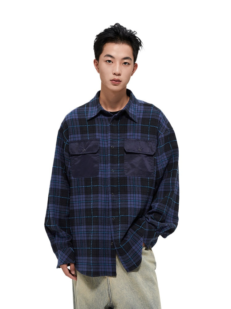 Purple Plaid French Flannel Long-Sleeve Shirt