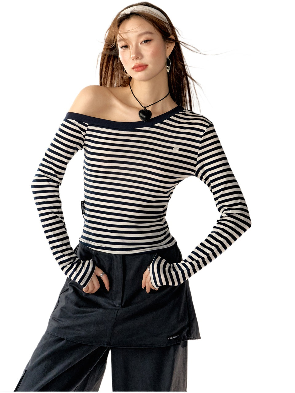 Striped Color-blocked Long-sleeve T-shirt