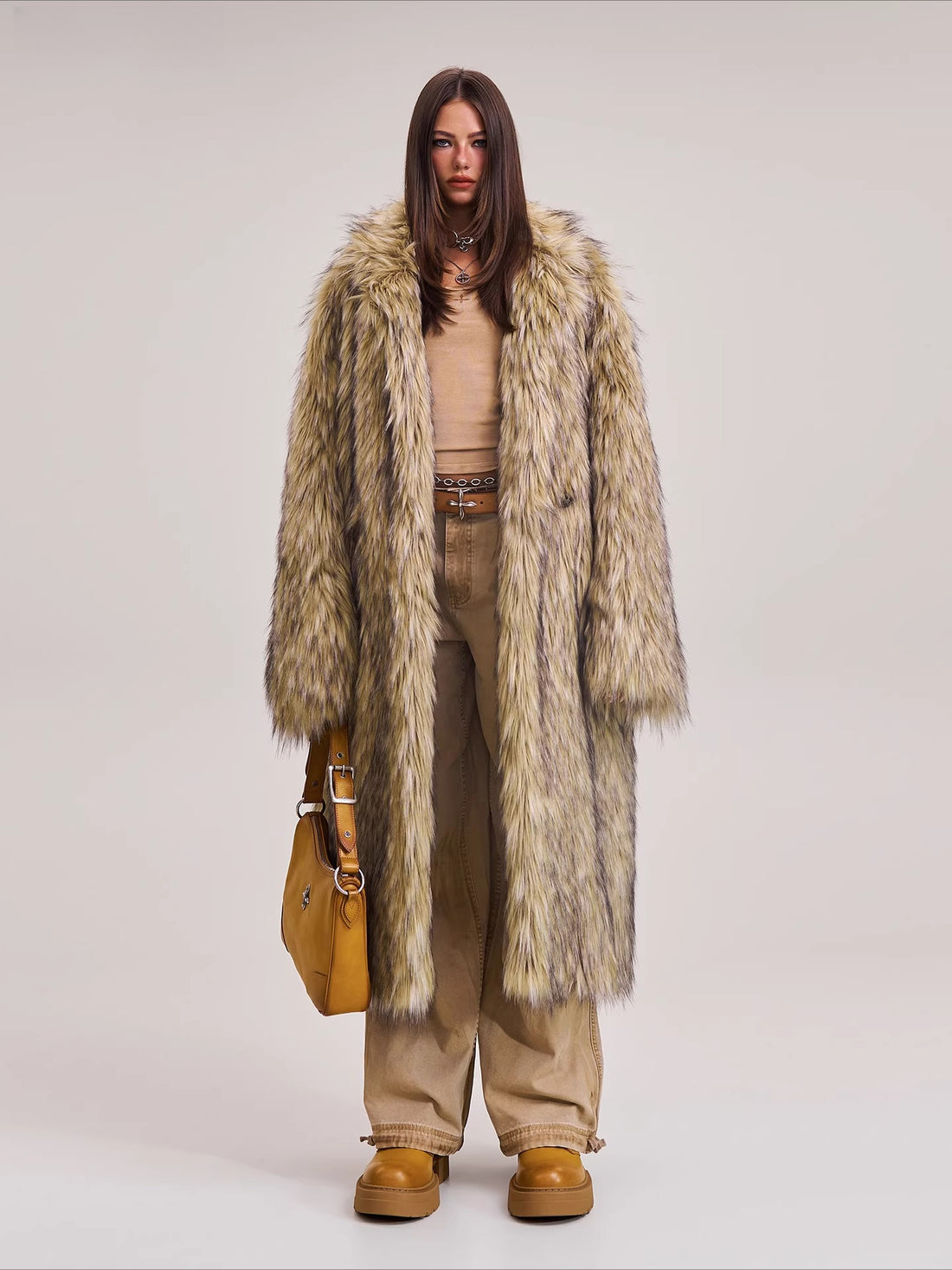Cross Relic Wilderness Hunter Long Faux Fur Coat