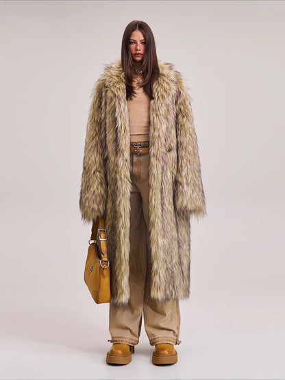 Cross Relic Wilderness Hunter Long Faux Fur Coat