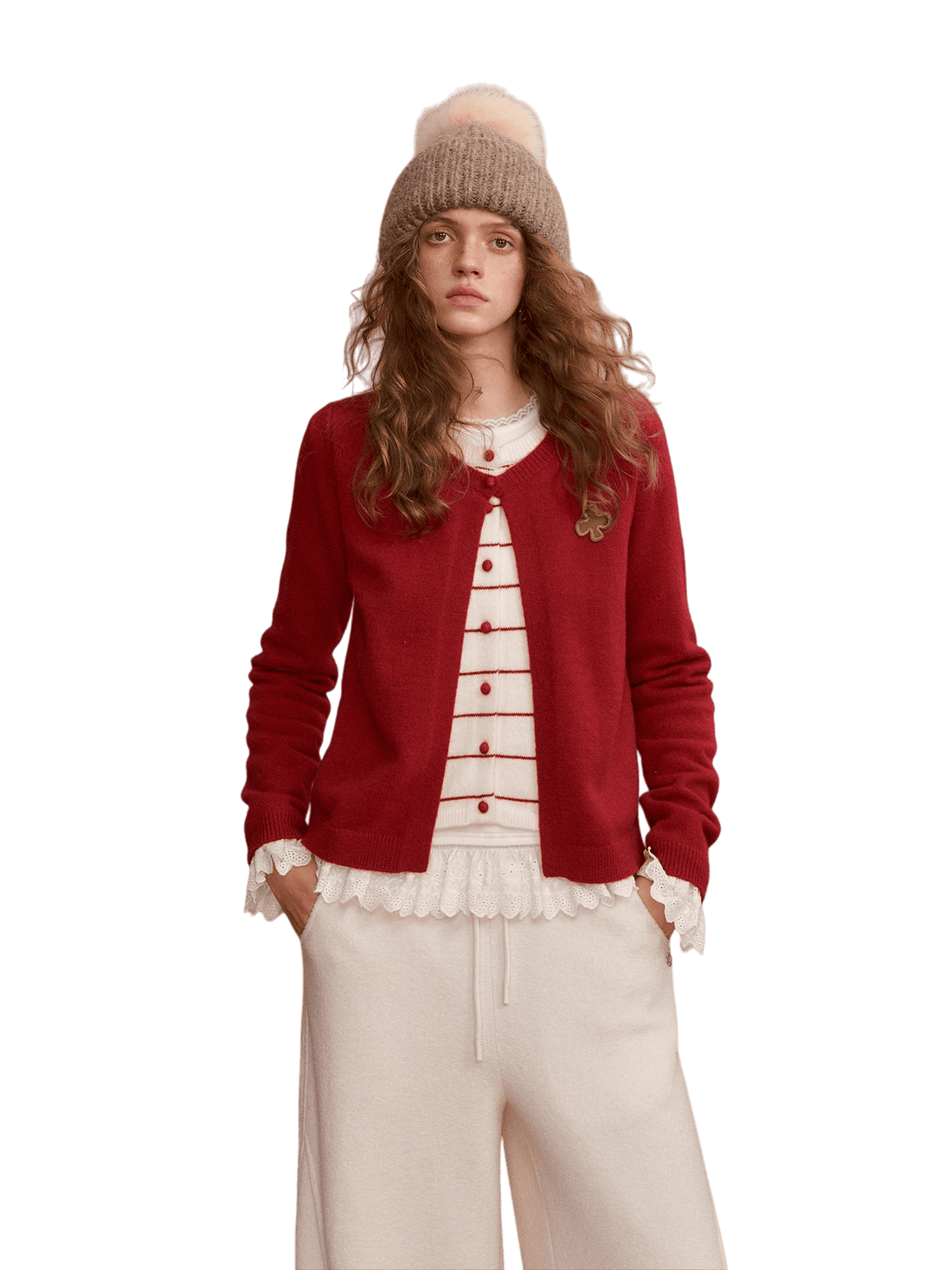 Two-Piece Effect Striped Cardigan