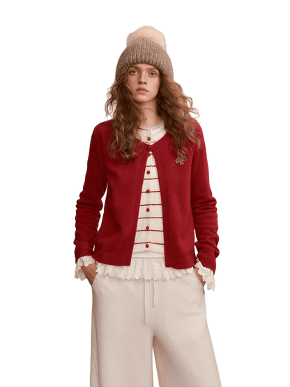 Two-Piece Effect Striped Cardigan