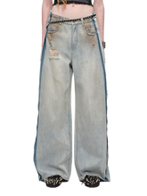 Vintage Mud-Wash Embroidered Barrel-Leg Jeans CHINASQUAD