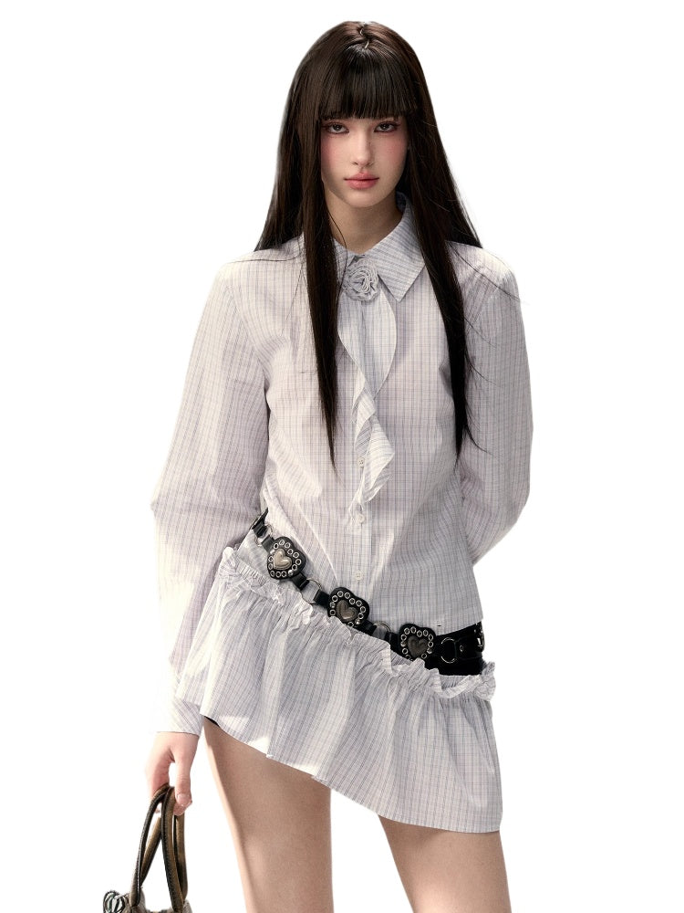 Removable Brooch Shirt Dress