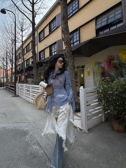 Paint-Splatter Flared Denim Pants