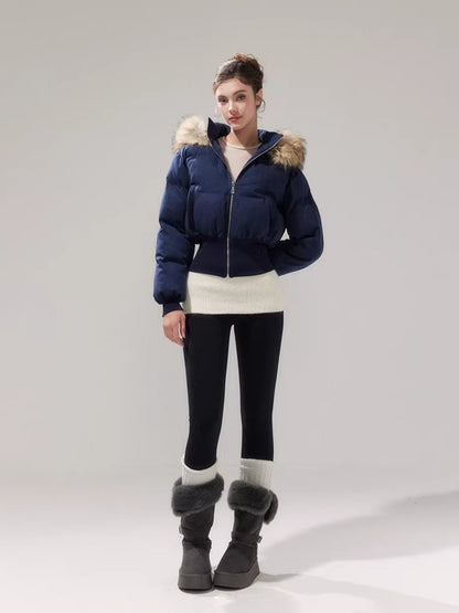 Retro Hourglass Waist Cotton Puffer Jacket