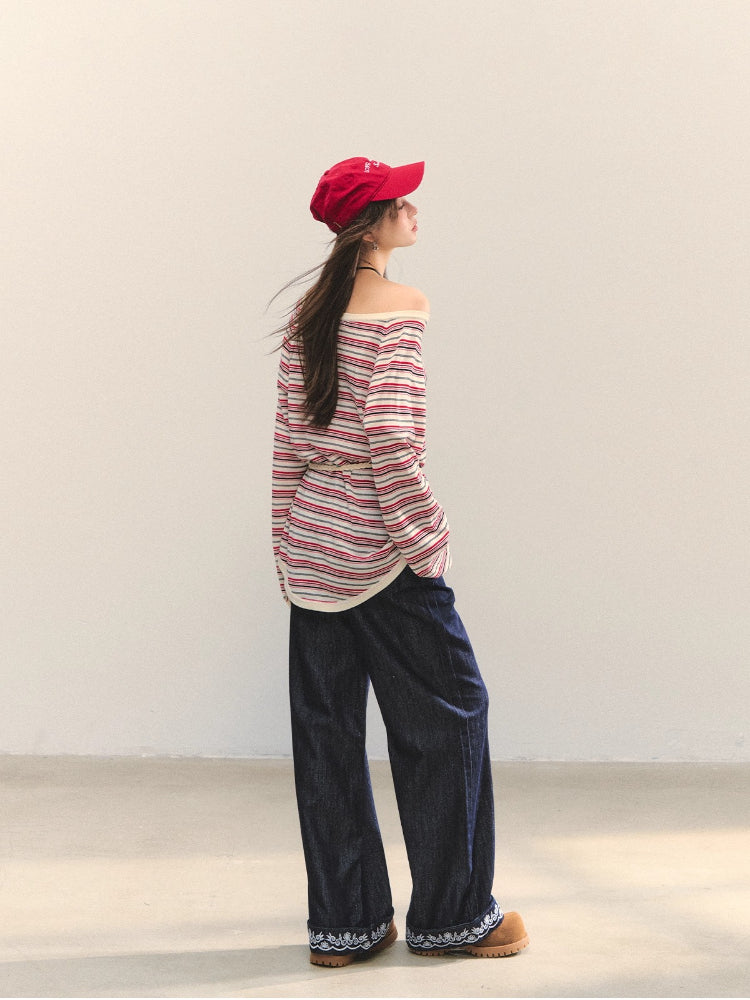 Multi-wear Striped Knit Top