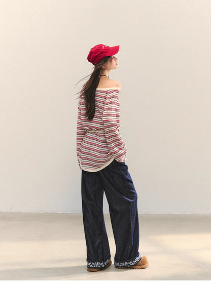 Multi-wear Striped Knit Top