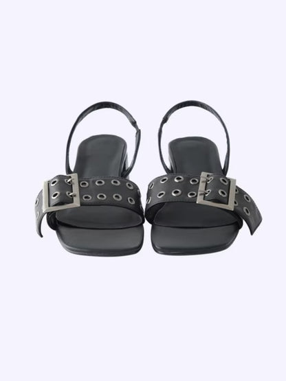 One-Line Square-Toe PU Sandals