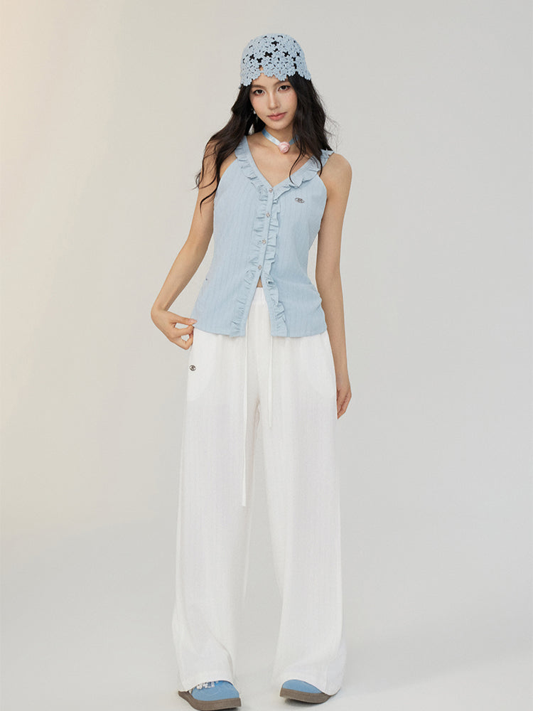 Cool and Drapey Ice Silk Wide-Leg Pants - CHINASQUAD