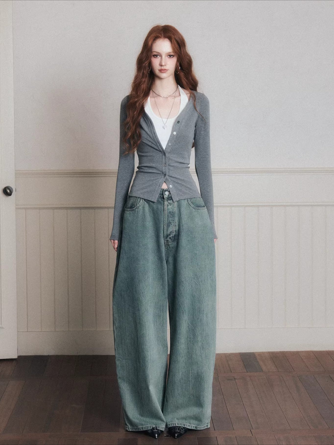 Layered Halter Camisole &amp; Knit Cardigan Set