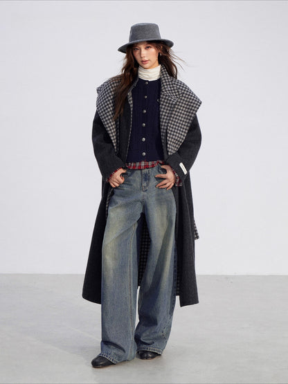 Plaid Patchwork Knit Cardigan