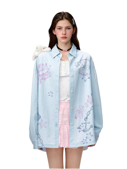 Graffiti Oversized Shirt Jacket