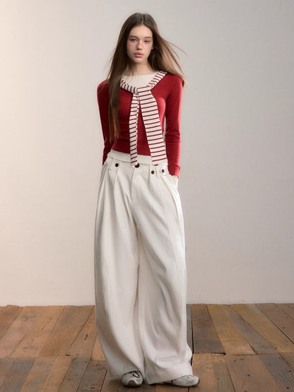 Tailored Pleated Wide-Leg Trousers
