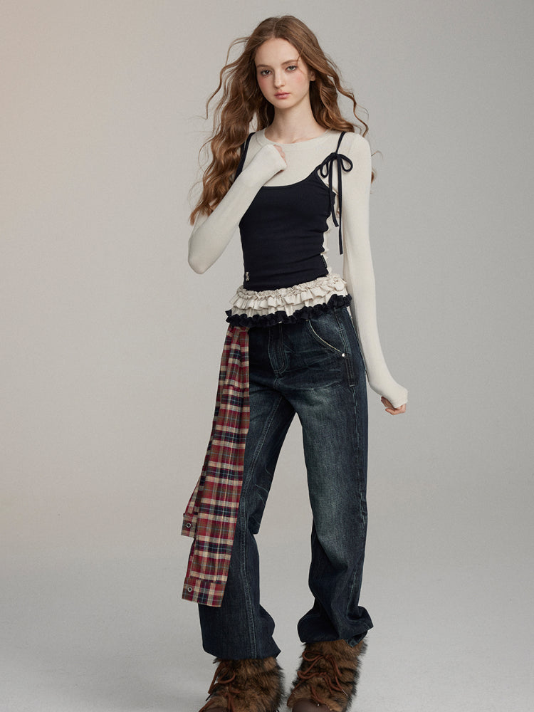 Loose Straight-Leg Denim Pants