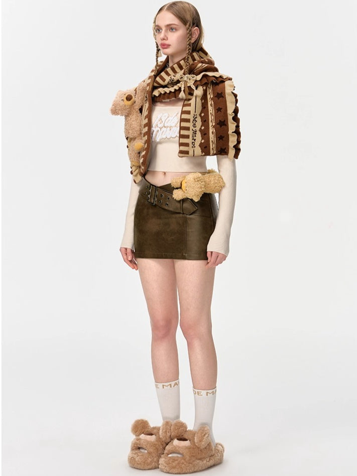 Layered Knit Cake Scarf