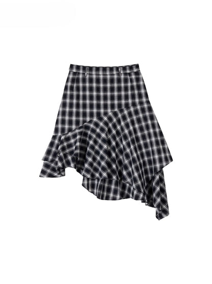 Irregular Vintage Plaid Skirt - CHINASQUAD