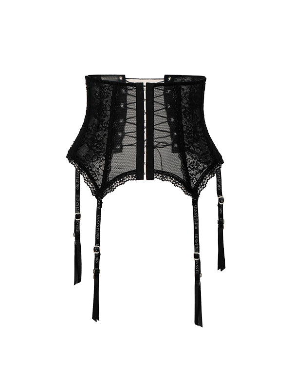 Black &amp; White Strap Lace Corset Belt