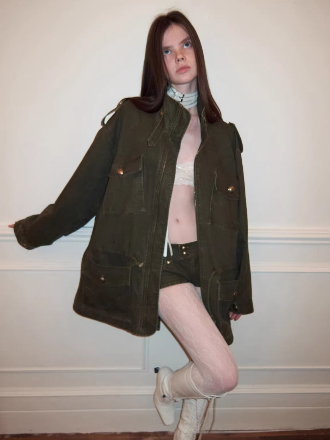 Washed Vintage Utility Pocket Jacket