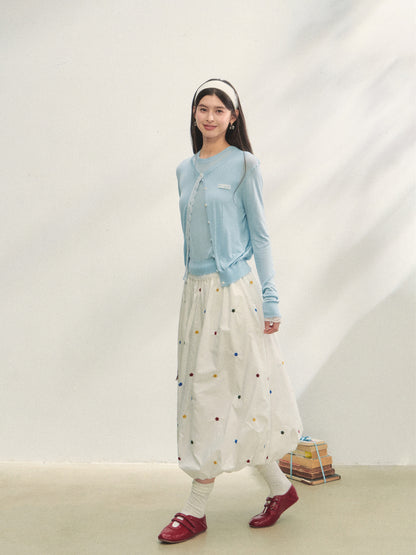 White Heavy-duty Floral Embroidered Midi Skirt Set - CHINASQUAD