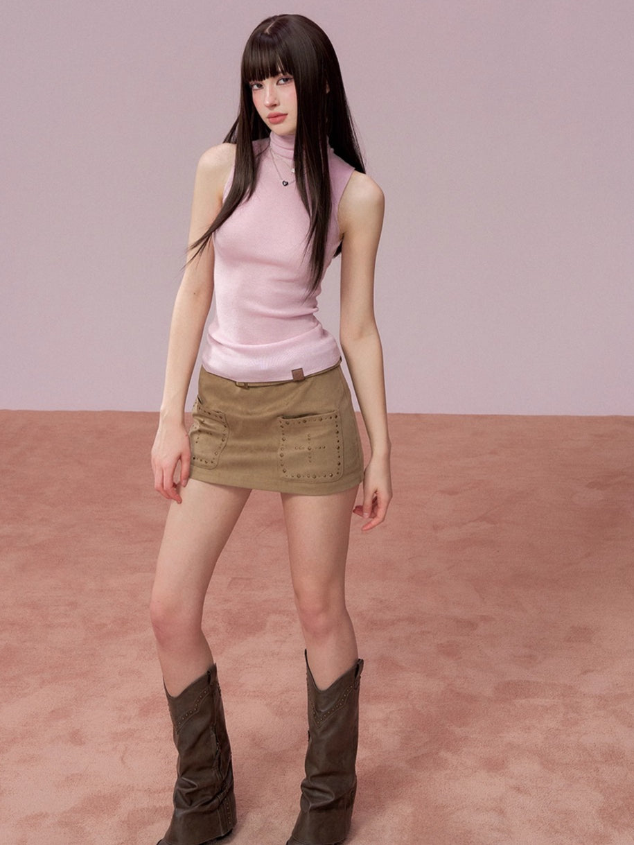 Sleeveless Silk-Blend Fitted Vest