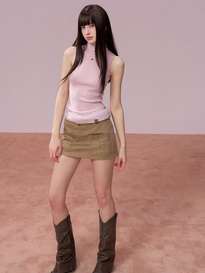 Sleeveless Silk-Blend Fitted Vest