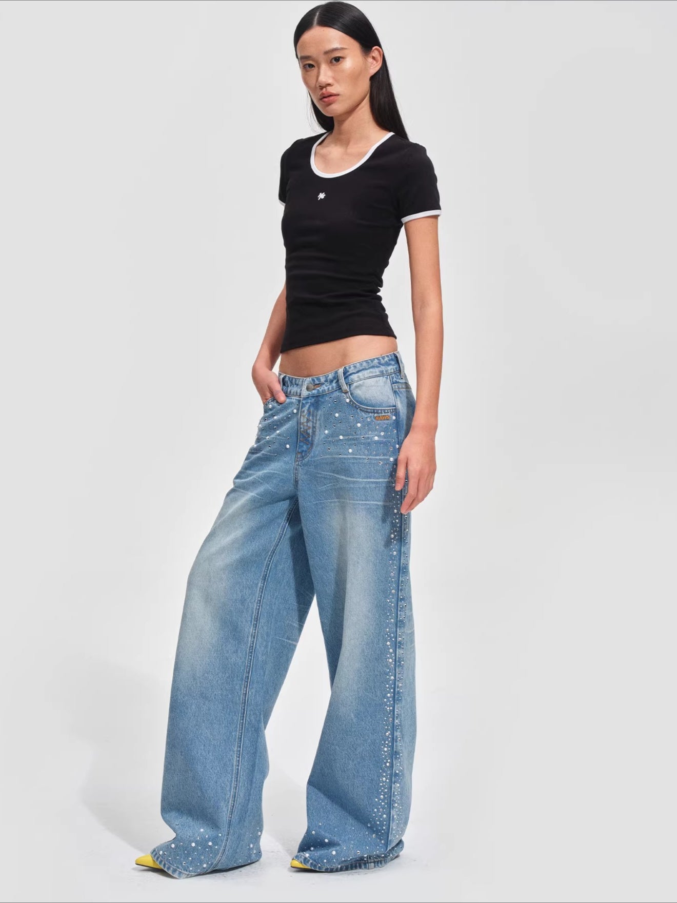 Ribbed Crewneck Fitted Sports T-Shirt