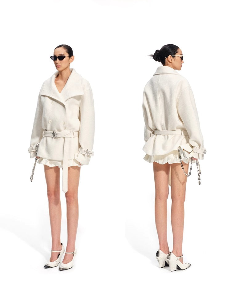 &quot;Djembe Series&quot; 90% Wool Bouclé Layered-Collar Wool Jacket