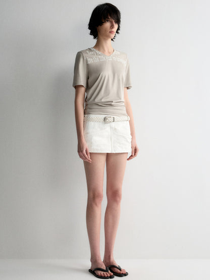 White Denim Straight Skirt
