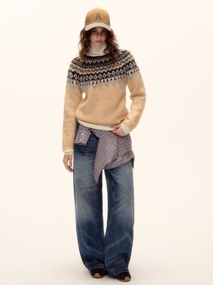Wool-Blend Fair Isle Knit Sweater