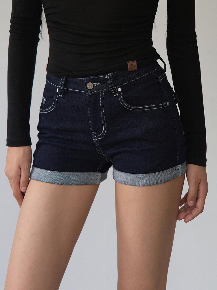 Straight-leg Cuffed Denim Shorts - CHINASQUAD