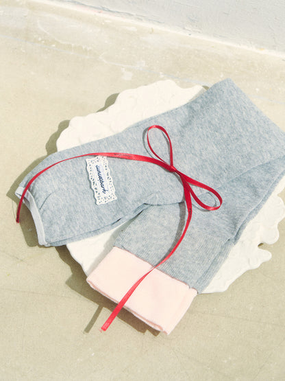 Color-blocking Miu Style Footed Socks