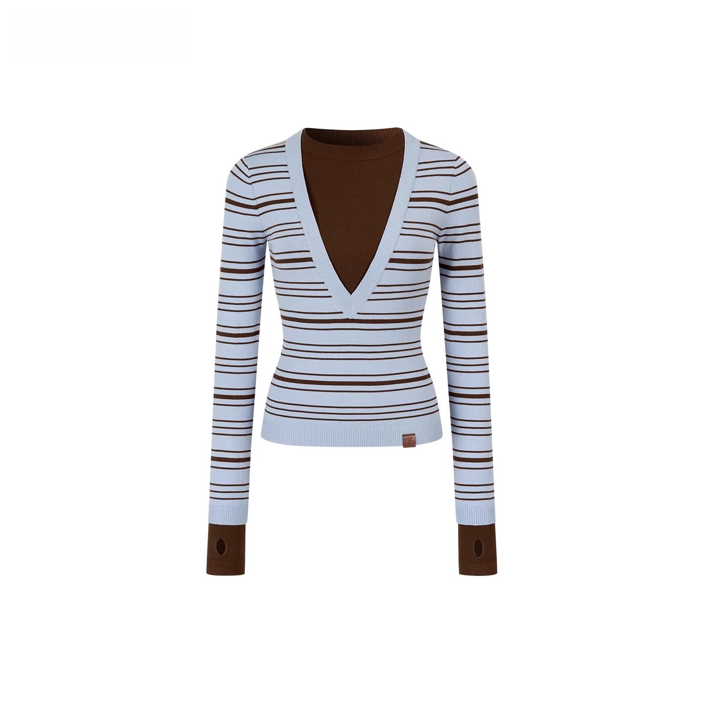 Contrast Stripe Fitted Knit Crewneck