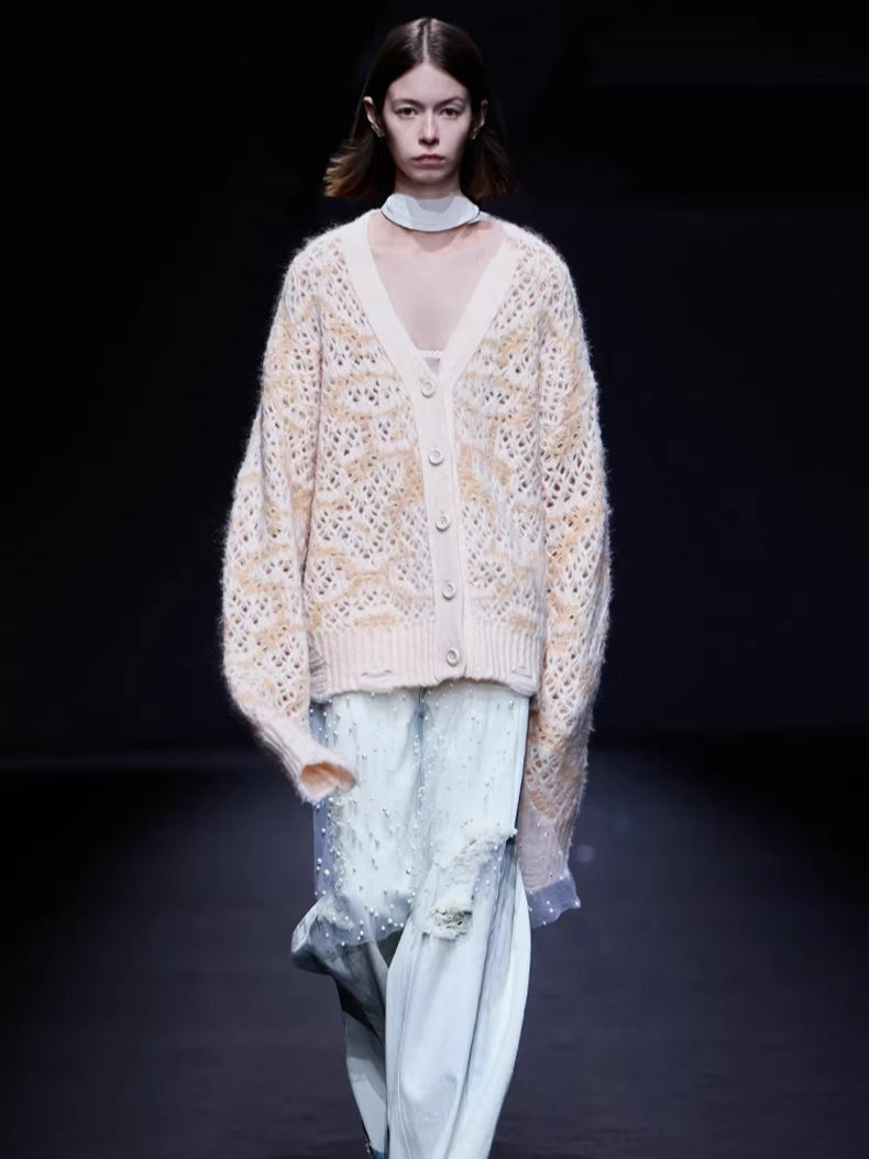 V-Neck Oversized Mohair-Blend Cardigan