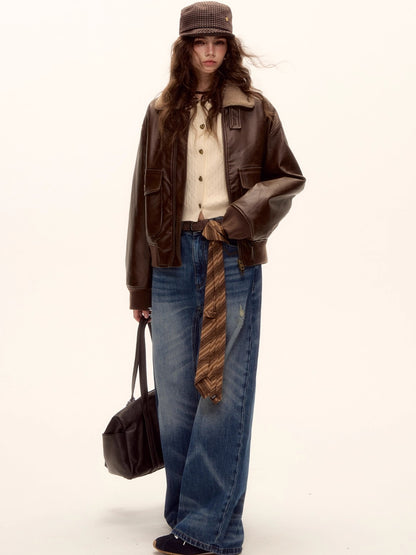 Faux Leather Padded Jacket