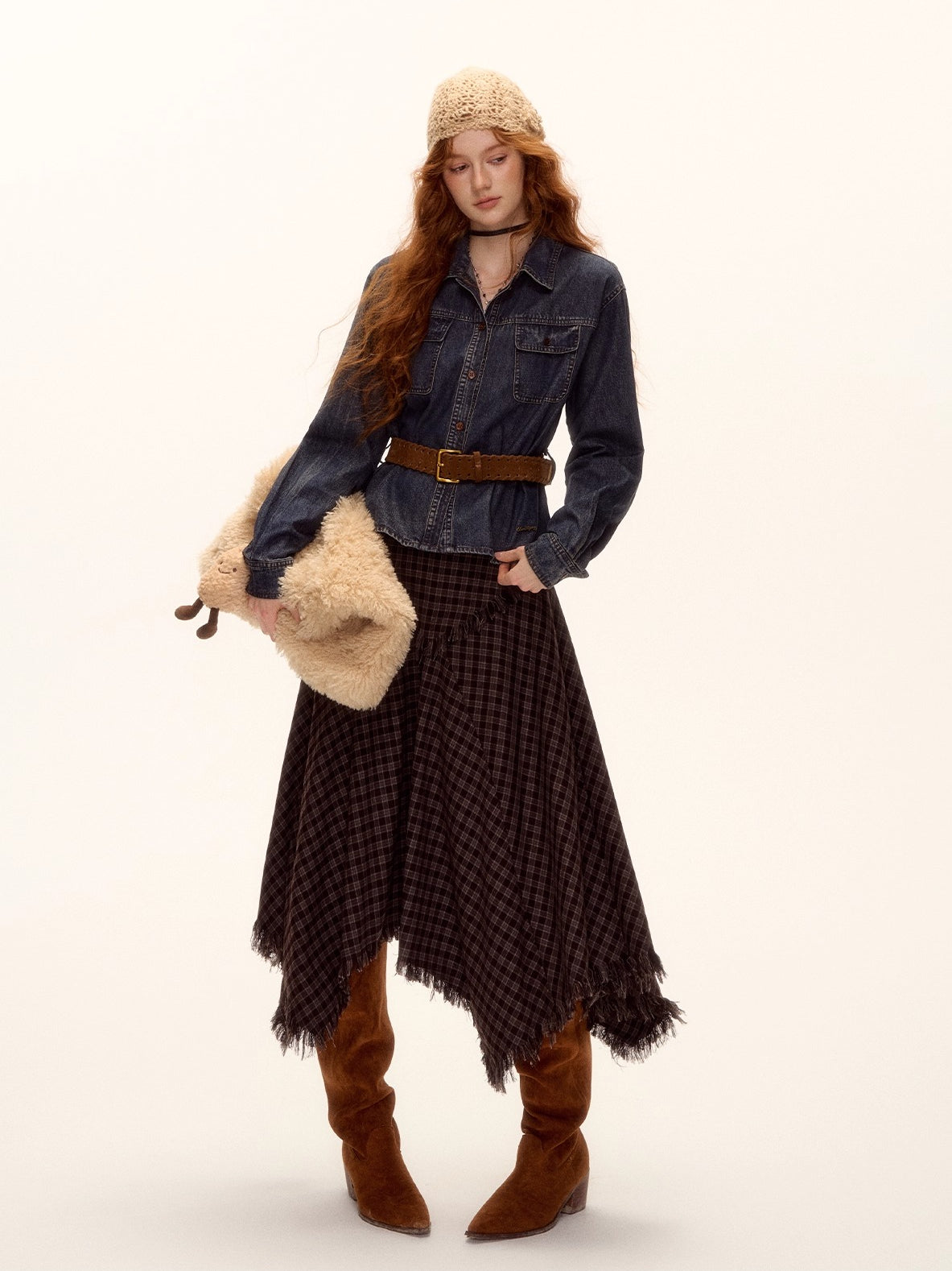 Vintage Washed Denim Belted Shirt