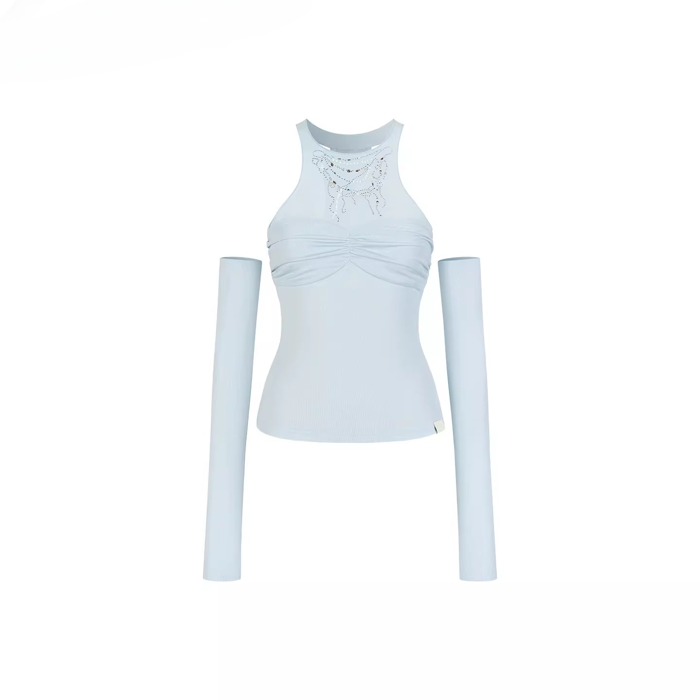 Detachable Mesh Panel Halter T-Shirt