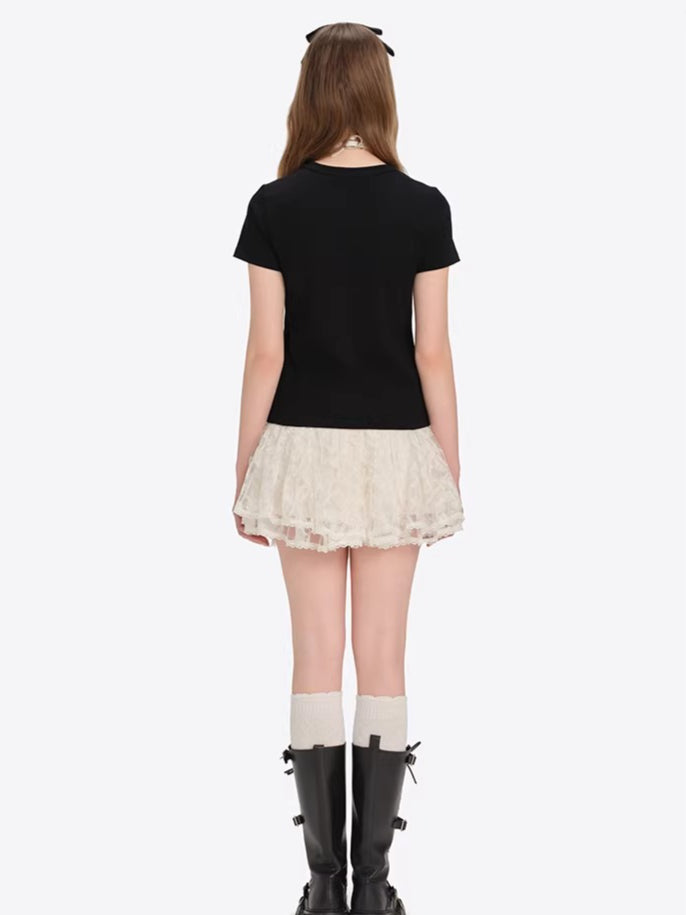Bear Motif Fitted Cotton Tee