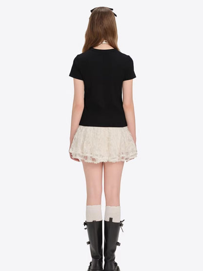 Bear Motif Fitted Cotton Tee