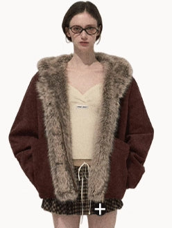 Faux Fur Collar Hooded Puffer Jacket