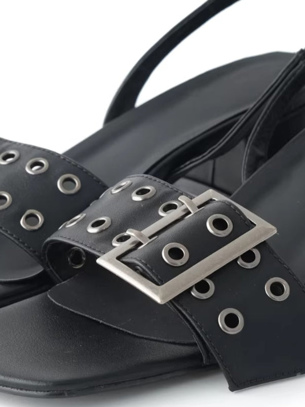 One-Line Square-Toe PU Sandals