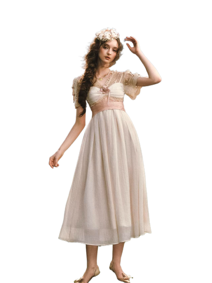 Empire Reverie Textured V-Neck Dress