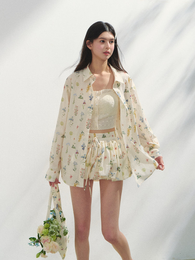 Floral Print Vacation Vibe Shirt &amp; Skirt Set