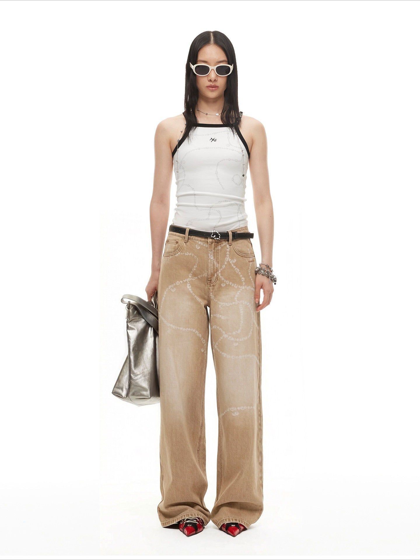 Beverly Washed Wide-Leg Denim Trousers