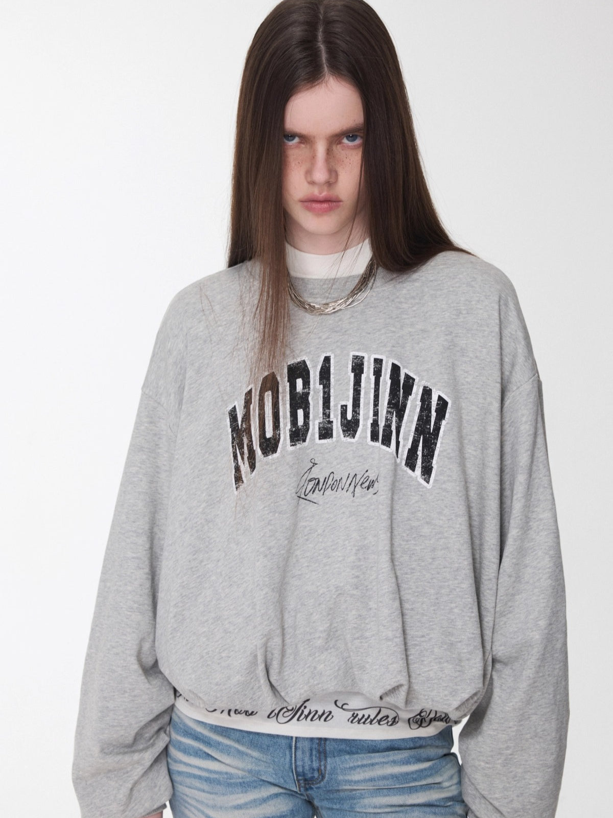 Vintage Letter Print Oversized Sweatshirt