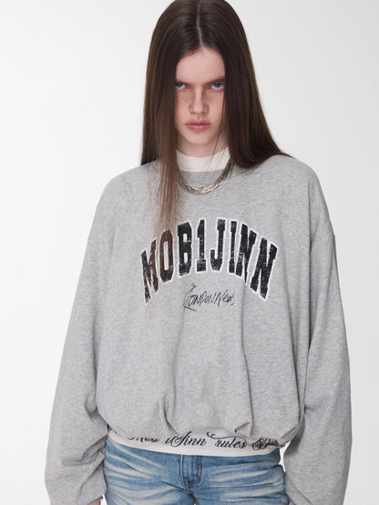 Vintage Letter Print Oversized Sweatshirt