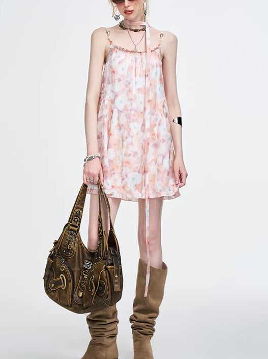 Pink Floral A-Line Camisole Dress